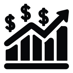Chart profit business icon vector, increase Solid icon, growth glyph icon
