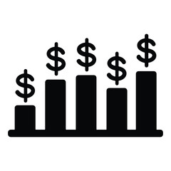 Chart profit business icon vector, increase Solid icon, growth glyph icon