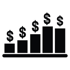 Chart profit business icon vector, increase Solid icon, growth glyph icon