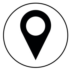 Location Icon, Contact Icon, Transparent Background, Flat Icon, Business Card, Grey Background, Web Icon, Vector Icon, Black Icon, Location Title. Black, White