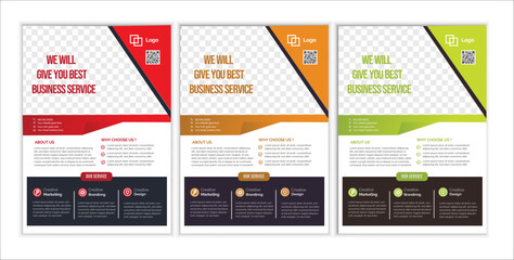 a bundle of 3 templates Business flyer design, in blue color, and modern design,marketing,business proposal, promotion, advertise, publication and editable vector template design