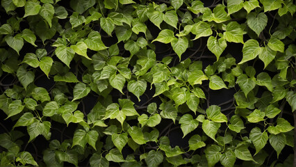 A twisting vine with lush green leaves composition, close-up, vibrant, PNG, design element, macro view natur, leaf, plant, relaxation, yoga, texture,elegance, growth, botany Generative AI	