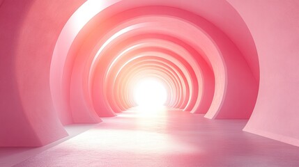 Fototapeta premium Pink tunnel, light, archway, future, abstract, background, design, hope