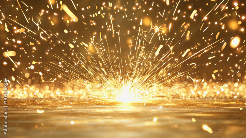 Poster captivating sparks in the air from a welding arc creating a beautiful display of light and energy in