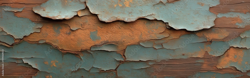Poster vintage wood surface with peeling paint and rustic character showcasing layers of color and texture