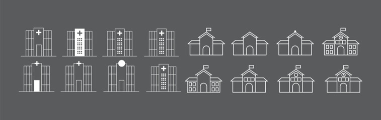  Collection of Home Icons. Vector web home icon, building symbol. House. Vector Building Illustration