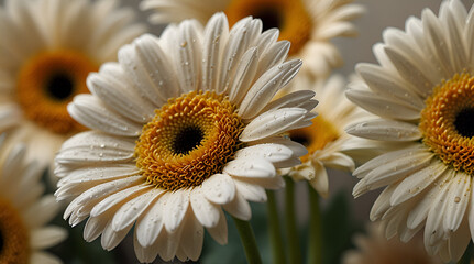 Cream-Colored Gerbera Daisy Close-Up A Stunning Floral Photograph,generative.ai
