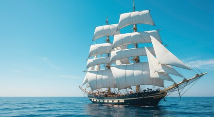 Sailing ship on open water
