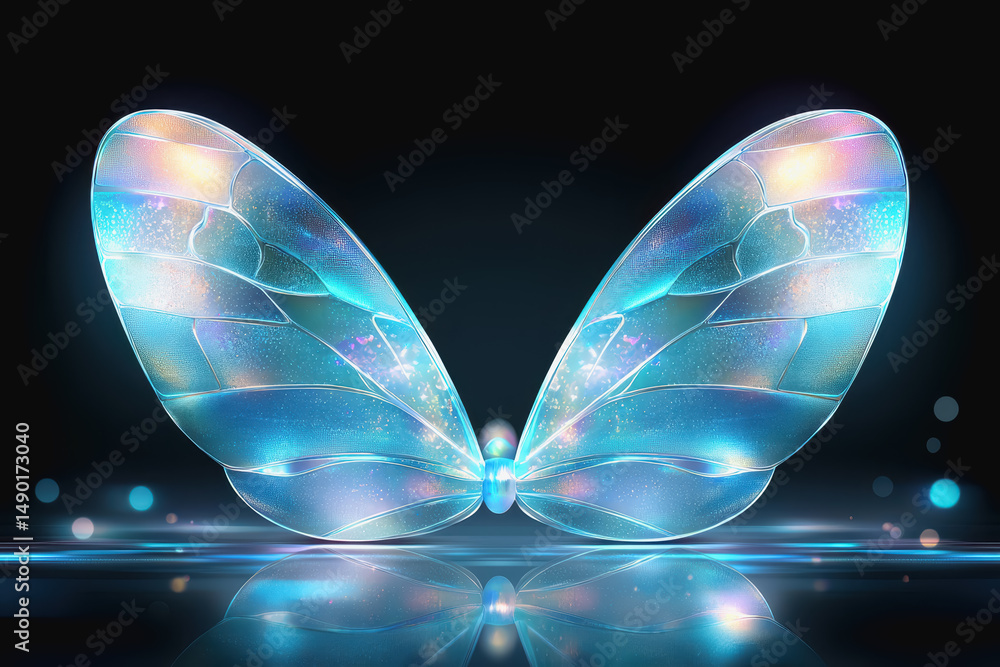 Poster stunning image of two vibrant butterflies displaying their colors against a deep black background fo