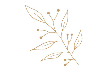 植物の手書き北欧風シンプルベクターイラスト 金