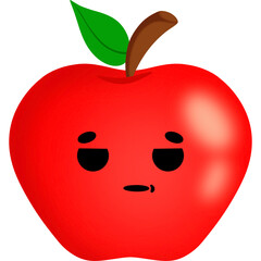 Apple Bored Face Cartoon