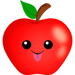 Apple Playful Face Cartoon
