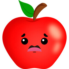 Apple Scared Face Cartoon