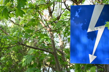 White lightning on a blue background in the fores