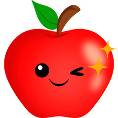Apple Wink Face Cartoon