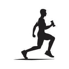 silhouette of people exercising, training muscles, body building, editable vector image