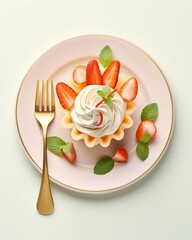strawberry and mint cupcakes on white plate