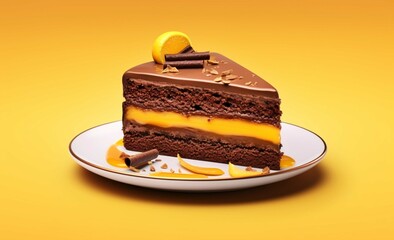 piece of chocolate cake with lemon