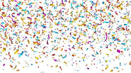 Lots of colorful tiny confetti and ribbons on transparent background. Festive event and party. Multicolor background.Colorful bright confetti isolated on transparent background .
