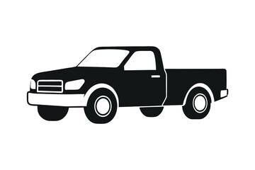 Obraz premium pickup truck black silhouette vector on white background