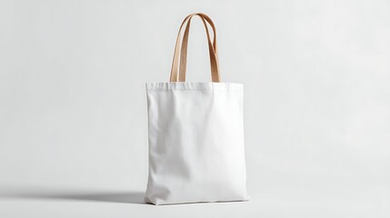 a mockup of a white tote bag made of cotton fabric on white background. a product design template. .