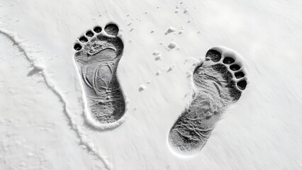Tracing Snowy Footprints, Winter Adventure Photography, and Nature Exploration Themes
