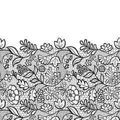 Black Lace Border on Blue Background.
