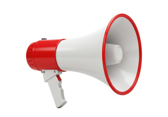 Red and white megaphone isolated on transparent background