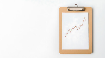 Rising Graph: A clipboard displays an upward-trending line graph, symbolizing growth and positive trends in a clean, minimal presentation.