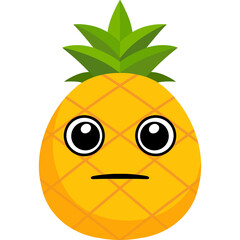 Pineapple Indifferent Face Cartoon