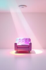 Pink Armchair in Spotlight