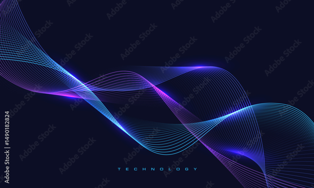 Poster abstract blue violet technology futuristic line wave curve motion design modern creative background 