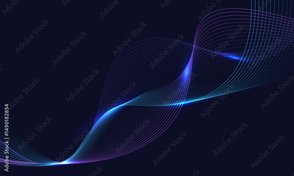 Poster abstract blue violet technology futuristic line wave curve motion design modern creative background 