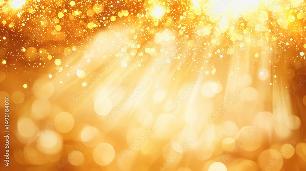 Poster gold background with intriguing light effects creating a stunning gravitational lensing distortion v