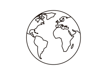 Icono negro de planeta tierra en fondo blanco