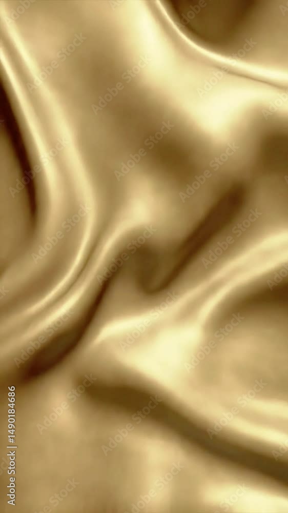 Poster golden fabric flowing: abstract silk texture animation with light and shadow