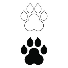Black Dog Paw Print Silhouette Vector Illustration