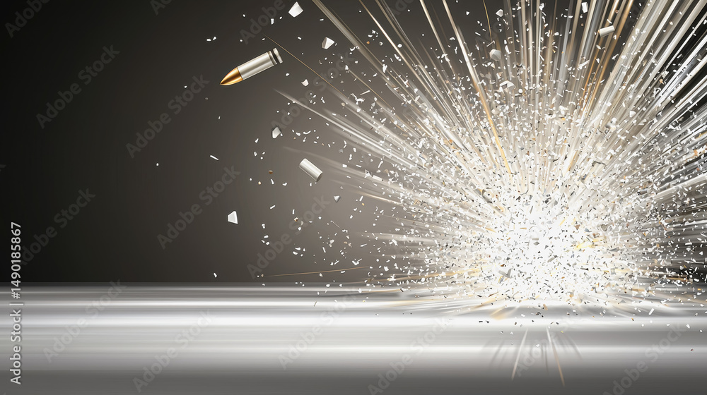 Poster stunning illustration of an exploding explosion of white and gold capturing the high-speed impact dy