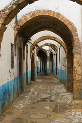 Obraz premium La Medina fortificata di Bizerta affacciata sul porto turistico della città sul Mar Mediterraneo. Bizerta, Tunisia