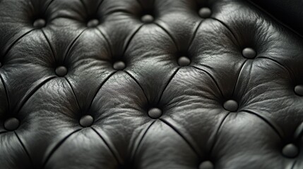 Naklejka premium Black leather tufted upholstery
