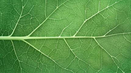 Detailed close-up of a leaf showcasing intricate veins against a bright green background for nature illustrations