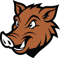 wild boar head mascot logo vector art illustration.