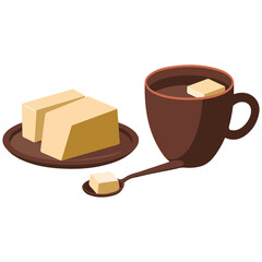 Specialty coffee with butter isolated vector illustration on white background