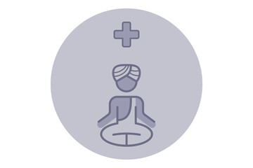 Simple line icon of person meditating, emphasizing connection between healthcare and mental wellness. Peace and healthy living for better mental health concept