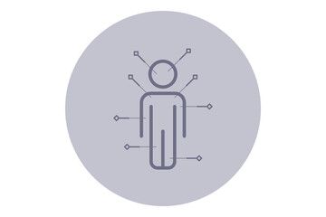 Simple line icon of figure with connected points and needle. Healthcare and medical examination concepts