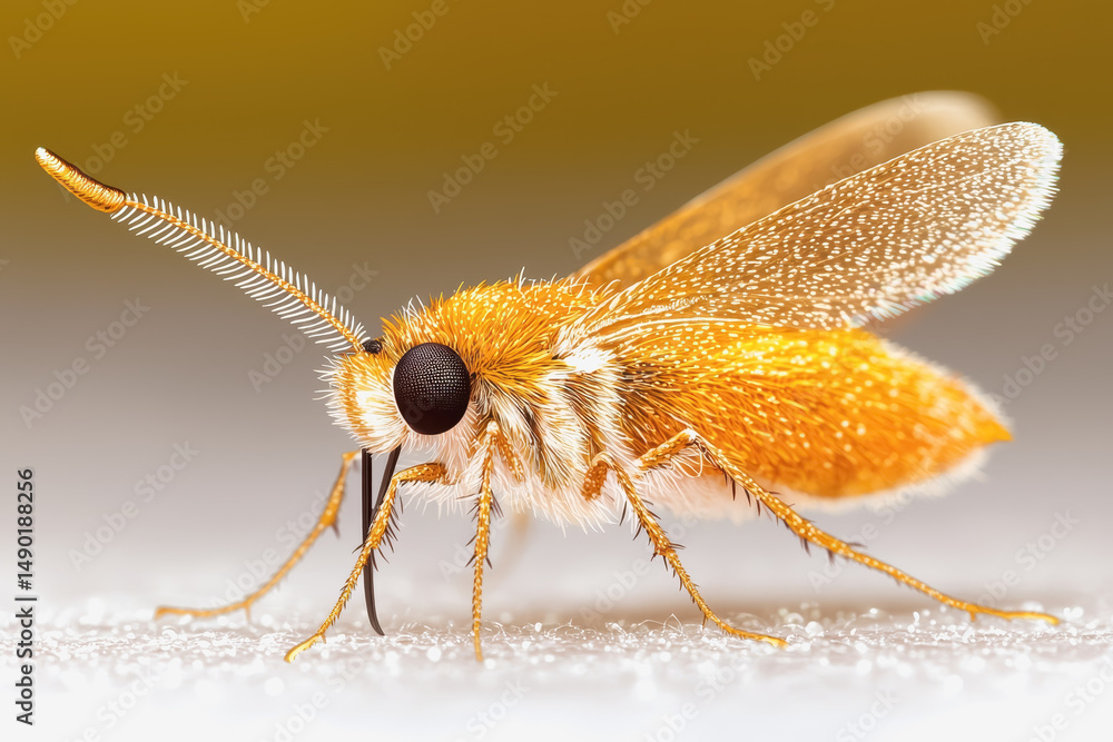 Poster a close-up view of a fly insect displaying its detailed features and textures in an artistic macro p