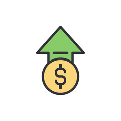 Depicts A Financial Rise With An Upward Arrow And Dollar Coin