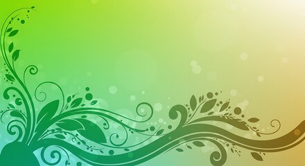Nature Inspired Color Gradient with Floral Vines and Green Leaves