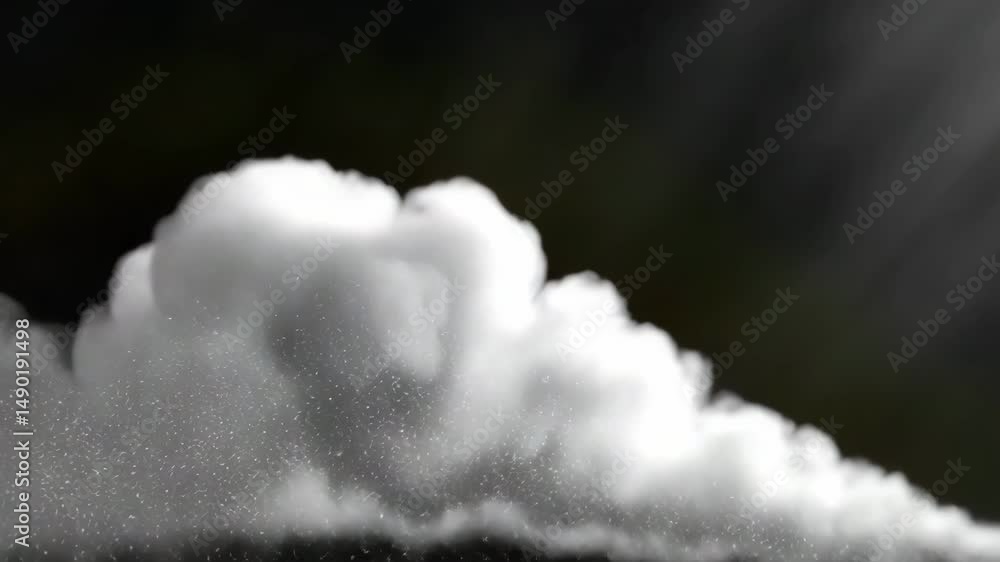 Poster white smoke cloud and vapor or fog on dark background with soft light creating mysterious mist