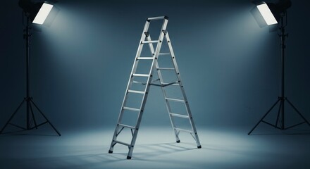 Studio shot of metal stepladder